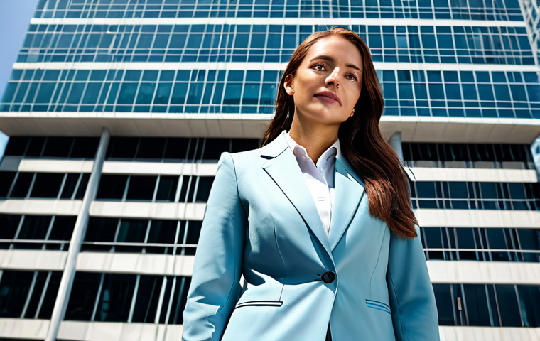 **
A professional businesswoman, fully clothed in a modest business suit, standing confidently in front of a modern skyscraper during the daytime. Appropriate attire, safe for work, perfect anatomy, natural proportions, professional photography, high quality. Family-friendly.
**