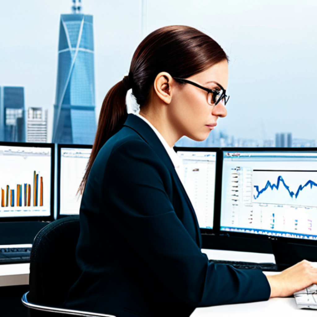 외환관리사와 외환 정책 자문 사례 - **Professional Forex Manager:** "A serious, fully clothed businesswoman in a modern office setting, ...