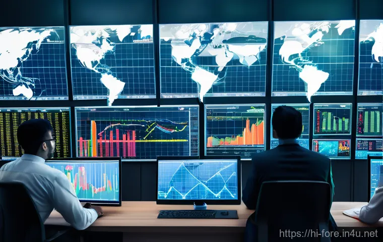 외환관리사와 암호화폐 실무 - **Prompt:** A dynamic and modern visual representing the global Forex market. In the foreground, a d...