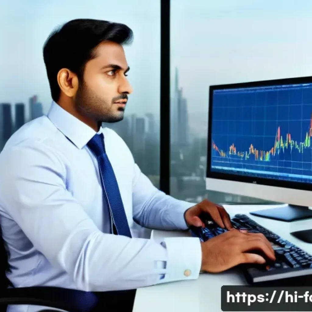 외환관리사와 글로벌 기업 취업 전략 - A professional Indian man in formal business attire analyzing global financial data on multiple comp...