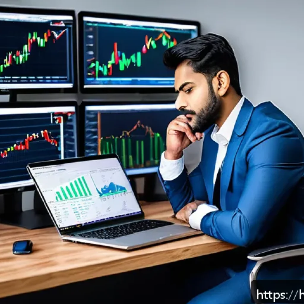 외환관리사와 외환 시장 분석 방법 - A sophisticated office setting with a professional Indian trader analyzing multiple digital screens ...