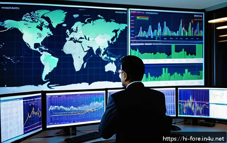 외환관리사와 국제 금융 규제 비교 - A professional Indian foreign exchange manager in a modern corporate office, analyzing global curren...