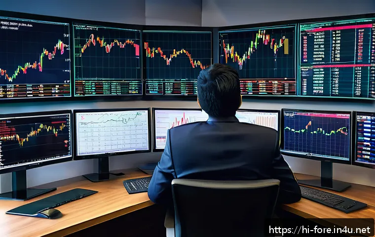 외환관리사와 직무 역량 강화 팁 - A detailed and professional Forex trading office scene showing a skilled Indian currency manager ana...